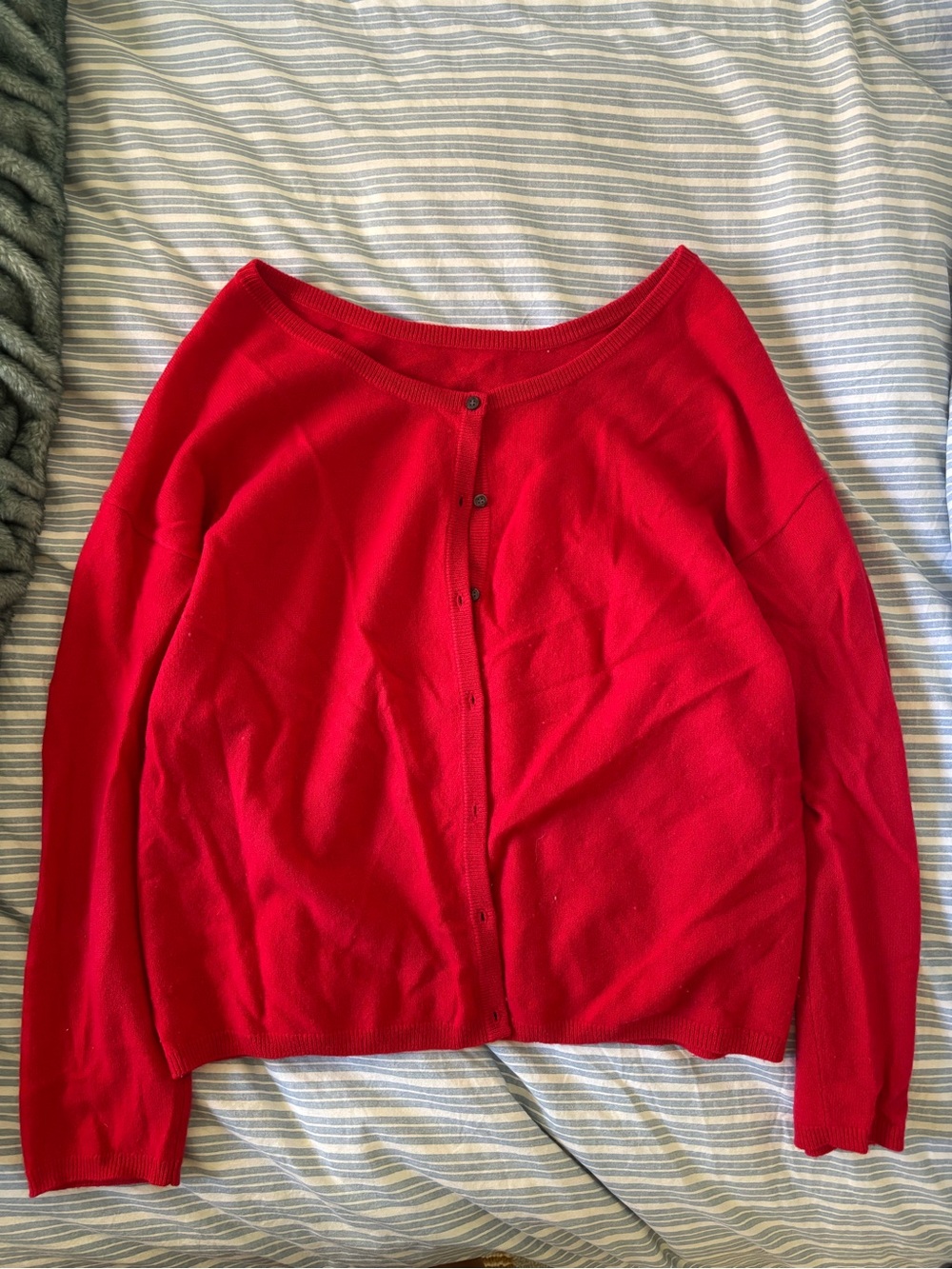Naadam Signature Cashmere Open Neck Cardigan Sweater in Firecracker Red - Picture 2 of 6